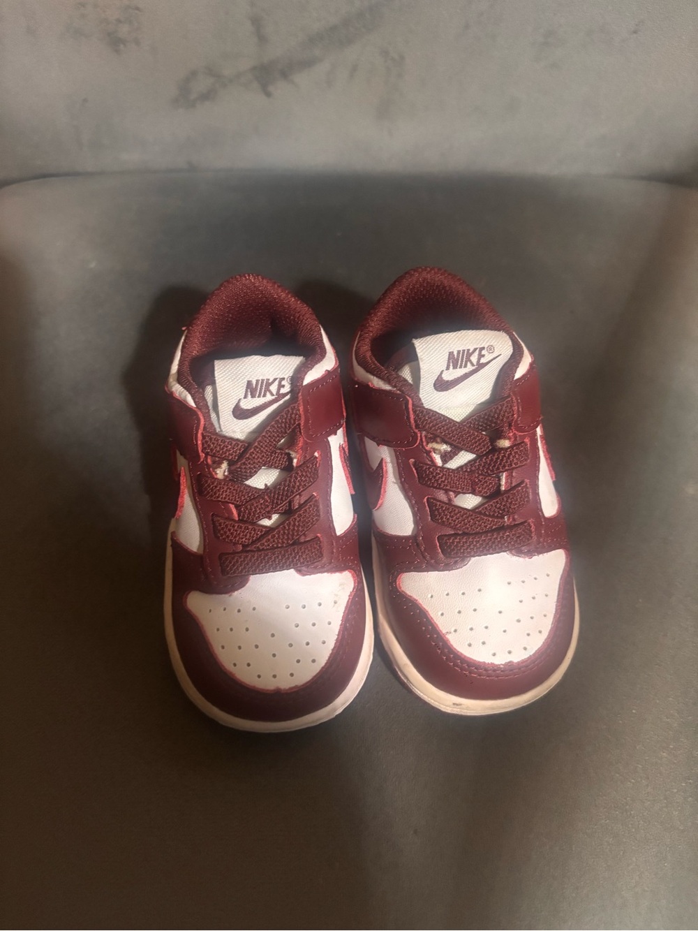 Nike Kids' Burgundy and White Low-Top Dunks